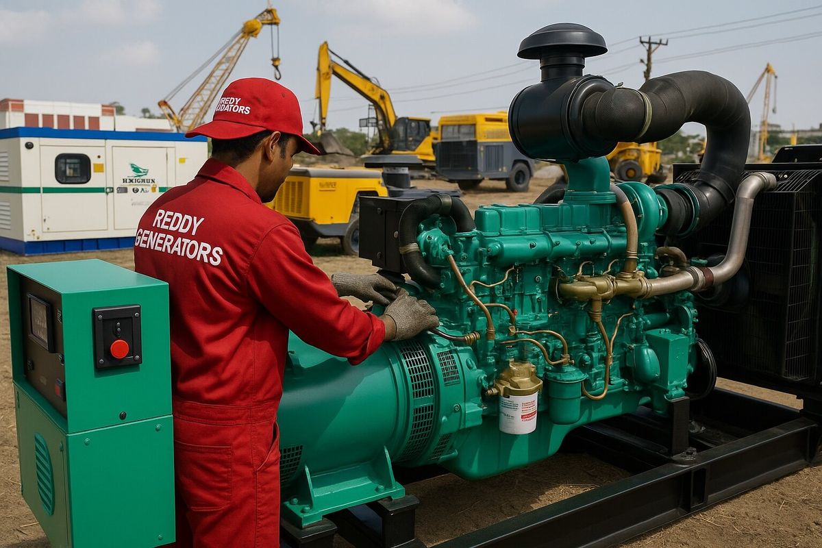 Reddy Generators technician servicing a diesel generator on site