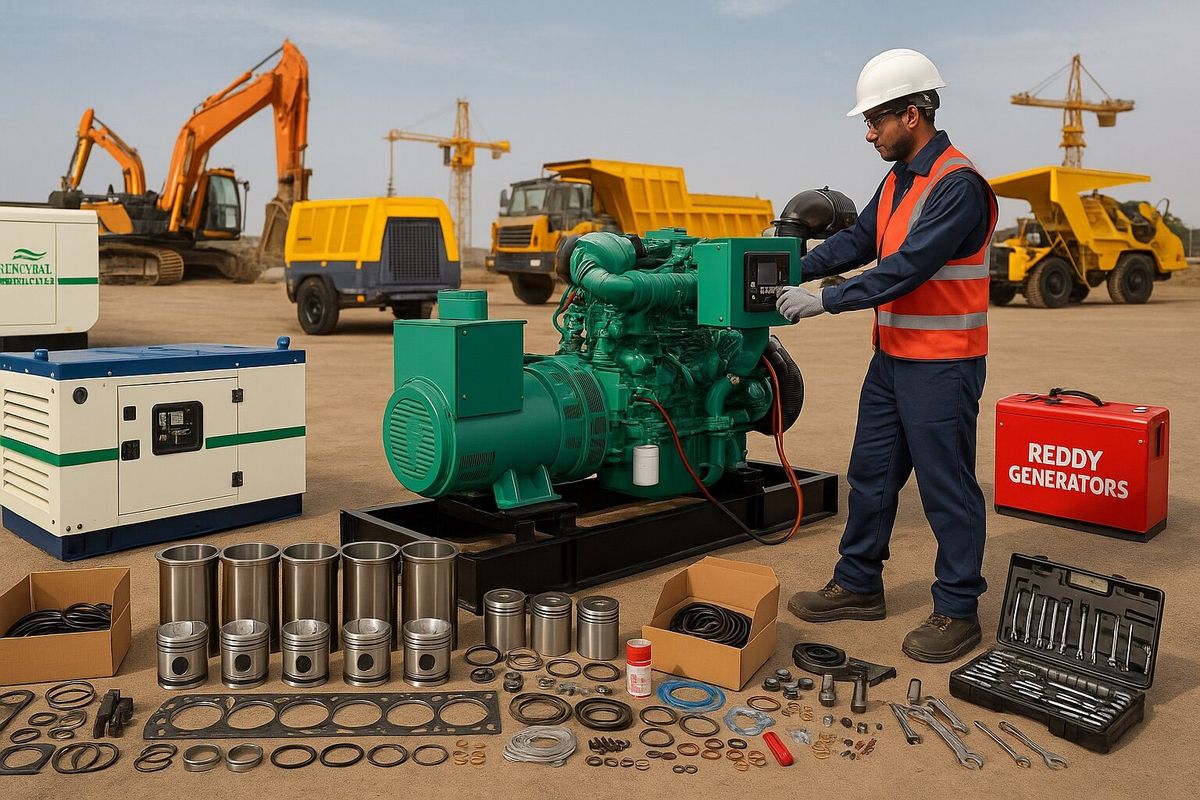 Technician servicing a generator on site